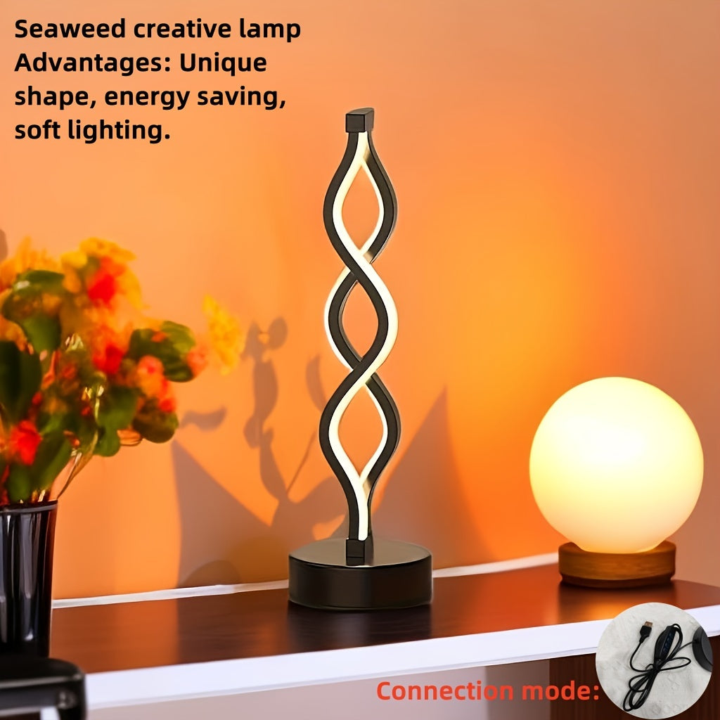 Spiral LED Desk Lamp – USB-Powered Accent Light for Mood & Ambience