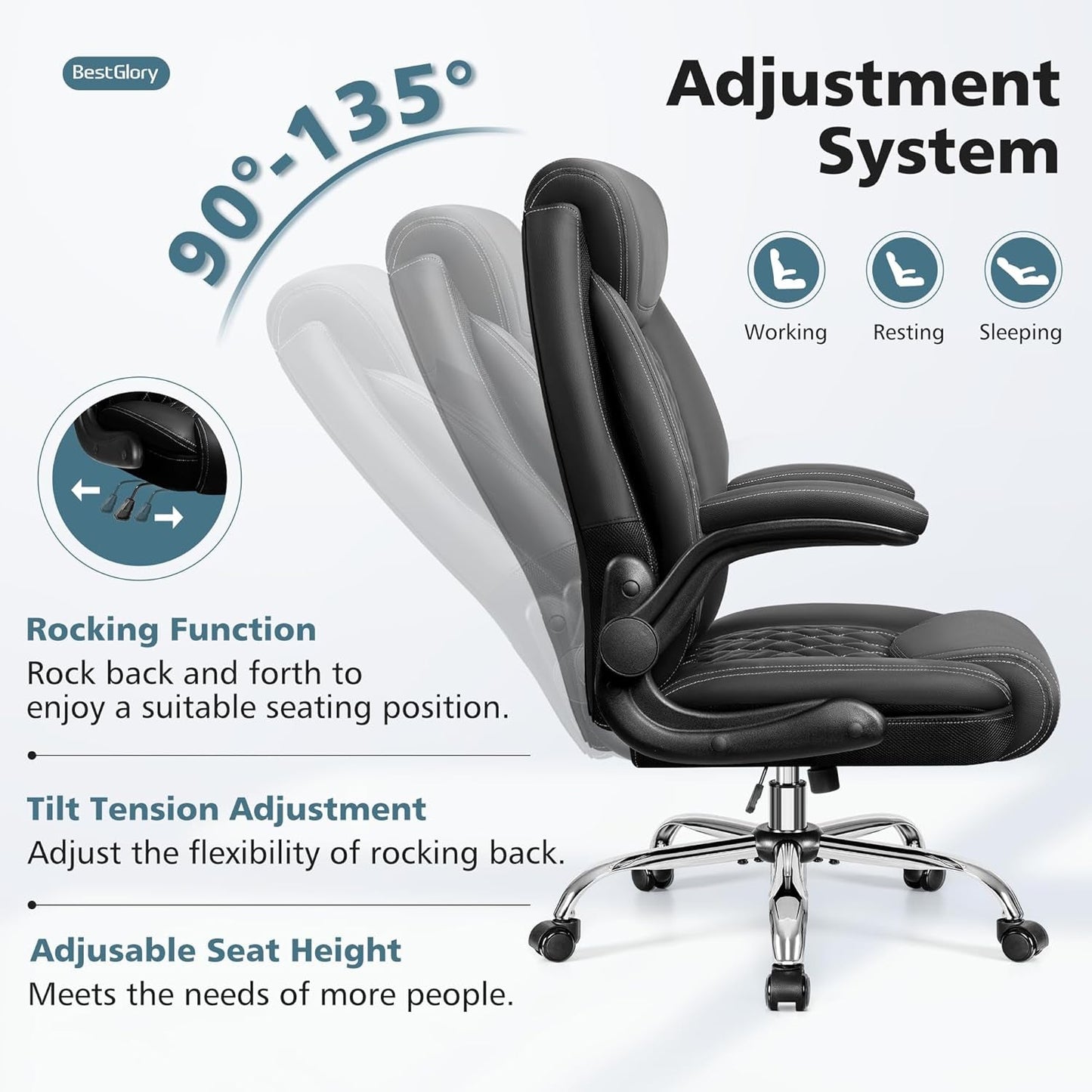 Big & Tall Ergonomic High-Back Office Chair – PU Leather with Recline