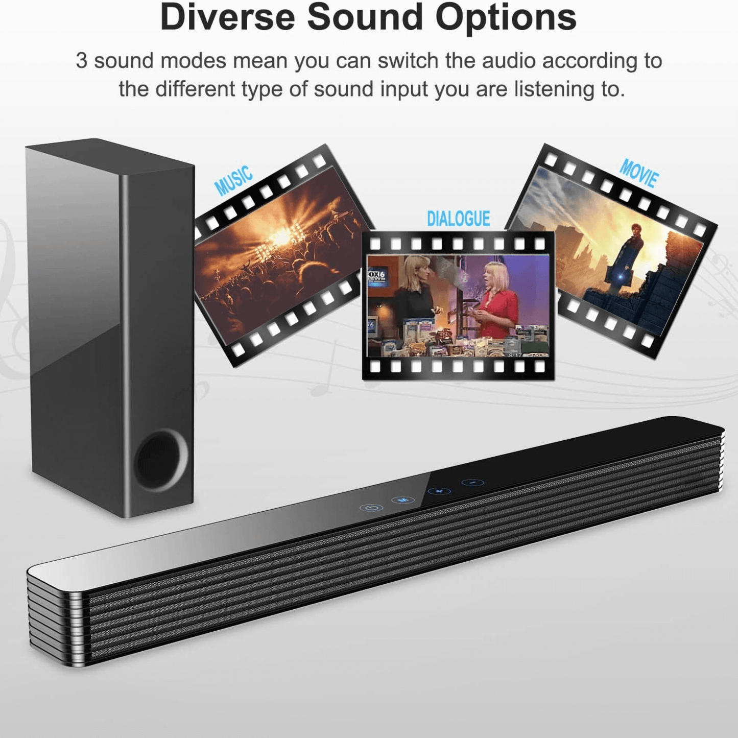Black Mamba 25” Bluetooth Soundbar – 120W Home Theater System with Subwoofer — Norcent