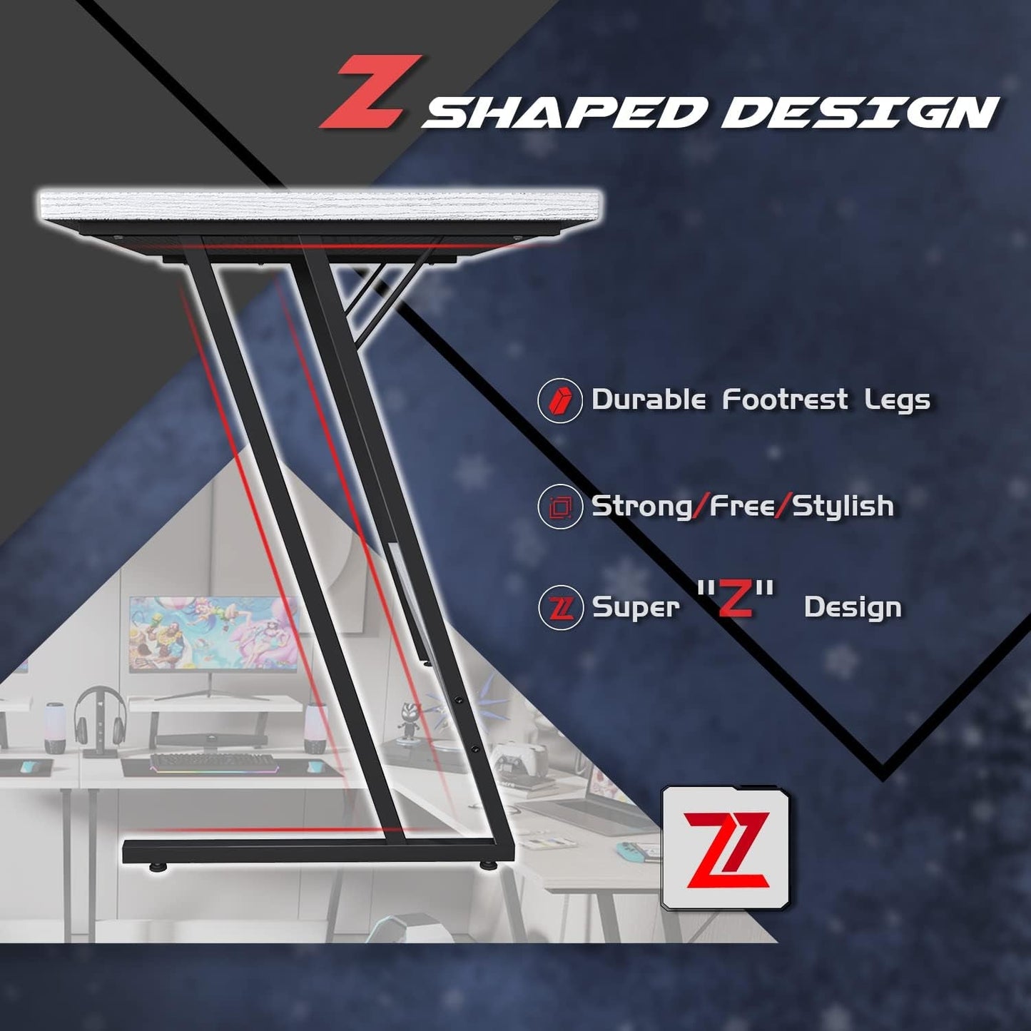 51 inch L Shaped Gaming Desk Computer Corner Desk PC Gaming Desk Table with