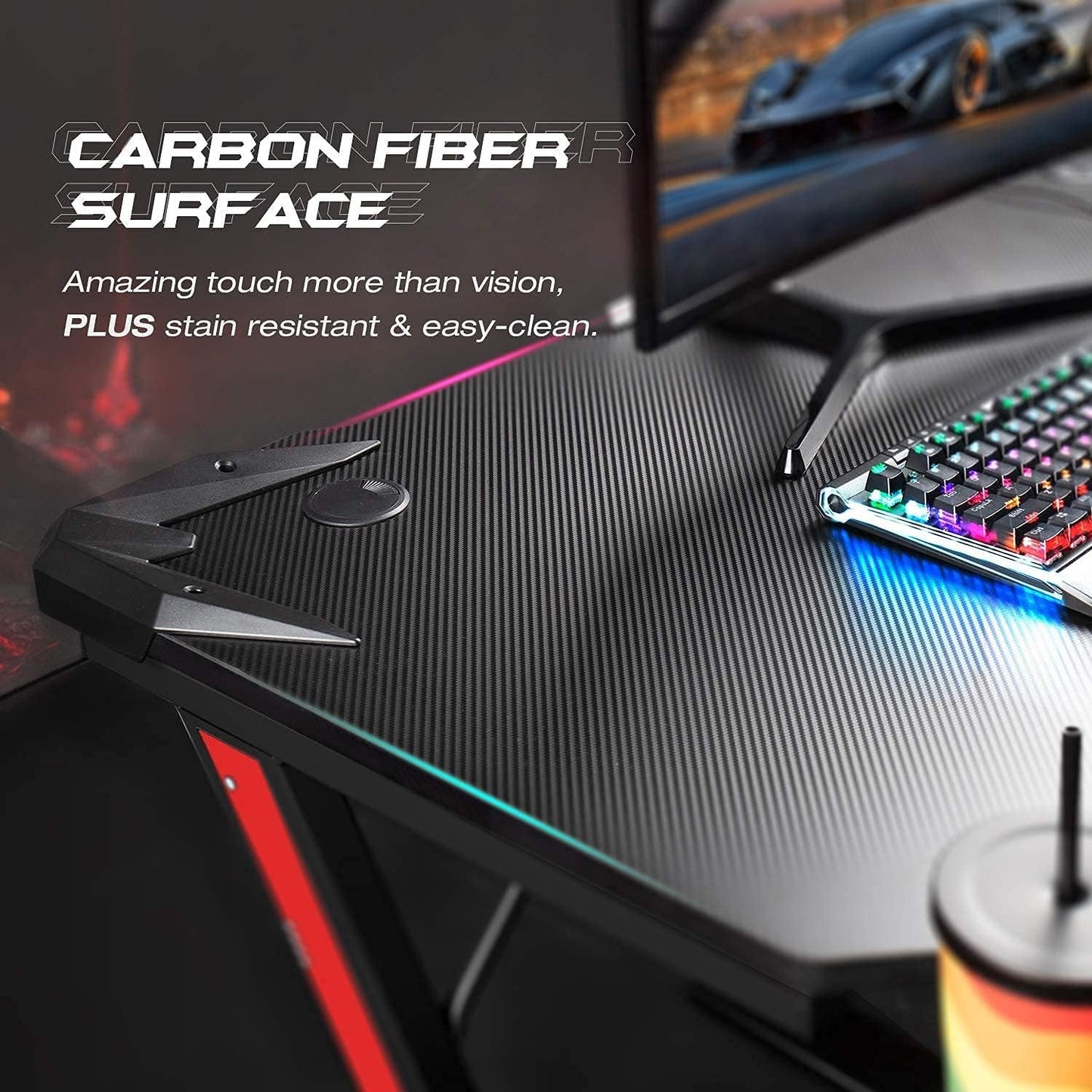 44 inch Carbon Fiber Surface Gaming Desk