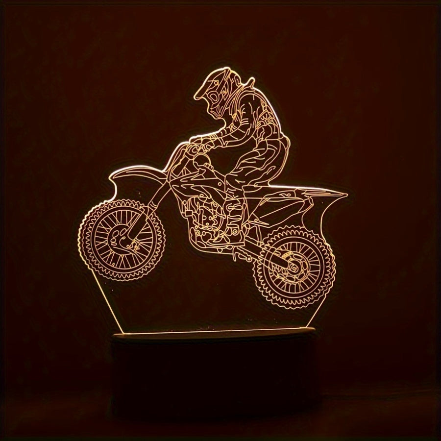 3D Motocross LED Night Light | USB-Powered Decor Lamp for Gamers, Creators & Vibe Crafters
