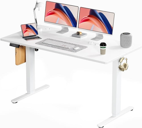 Adjustable Electric Standing Desk | Dual-Spliced Top, Hooks, & Wire Management (28.7”–48”)