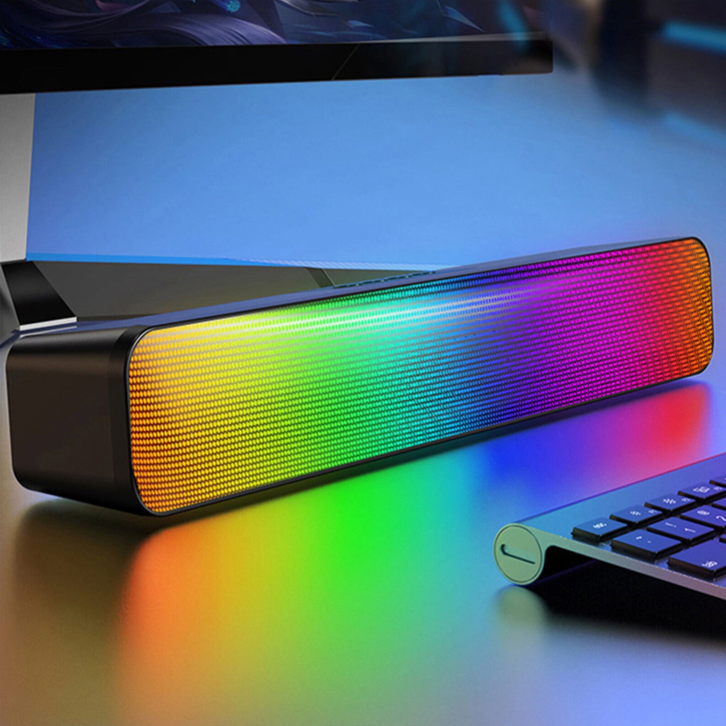 ZTECH LED Wireless Soundbar Speaker – RGB Desktop Audio with Bluetooth & USB