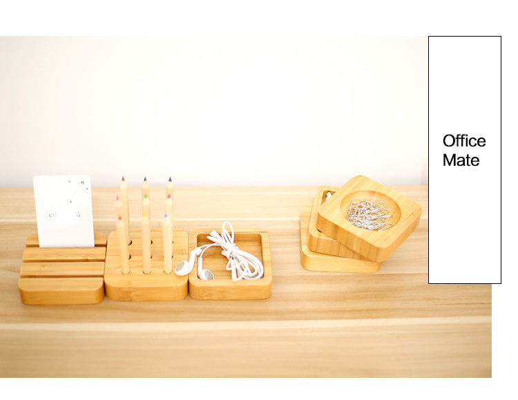 Bamboo Desktop Organizer – 6 Modular Blocks for Custom Desk Control