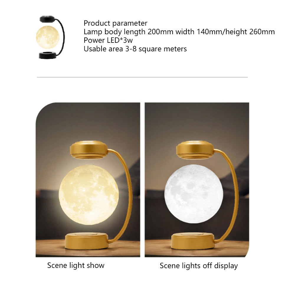 Magnetic Levitation Moon Lamp – LED Rotating Dangling Light with Touch Control