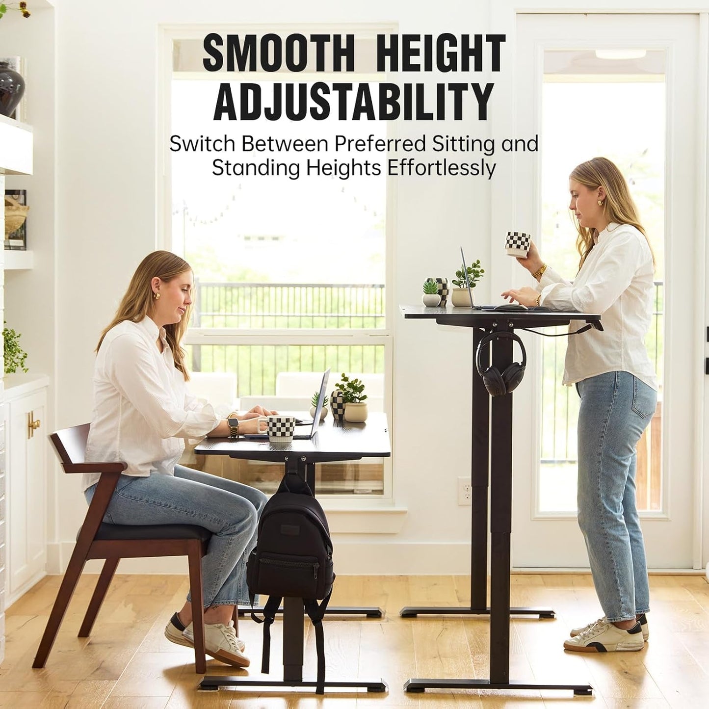 47.2” Height Adjustable Electric Standing Desk | Smooth Lift with Wood Finish
