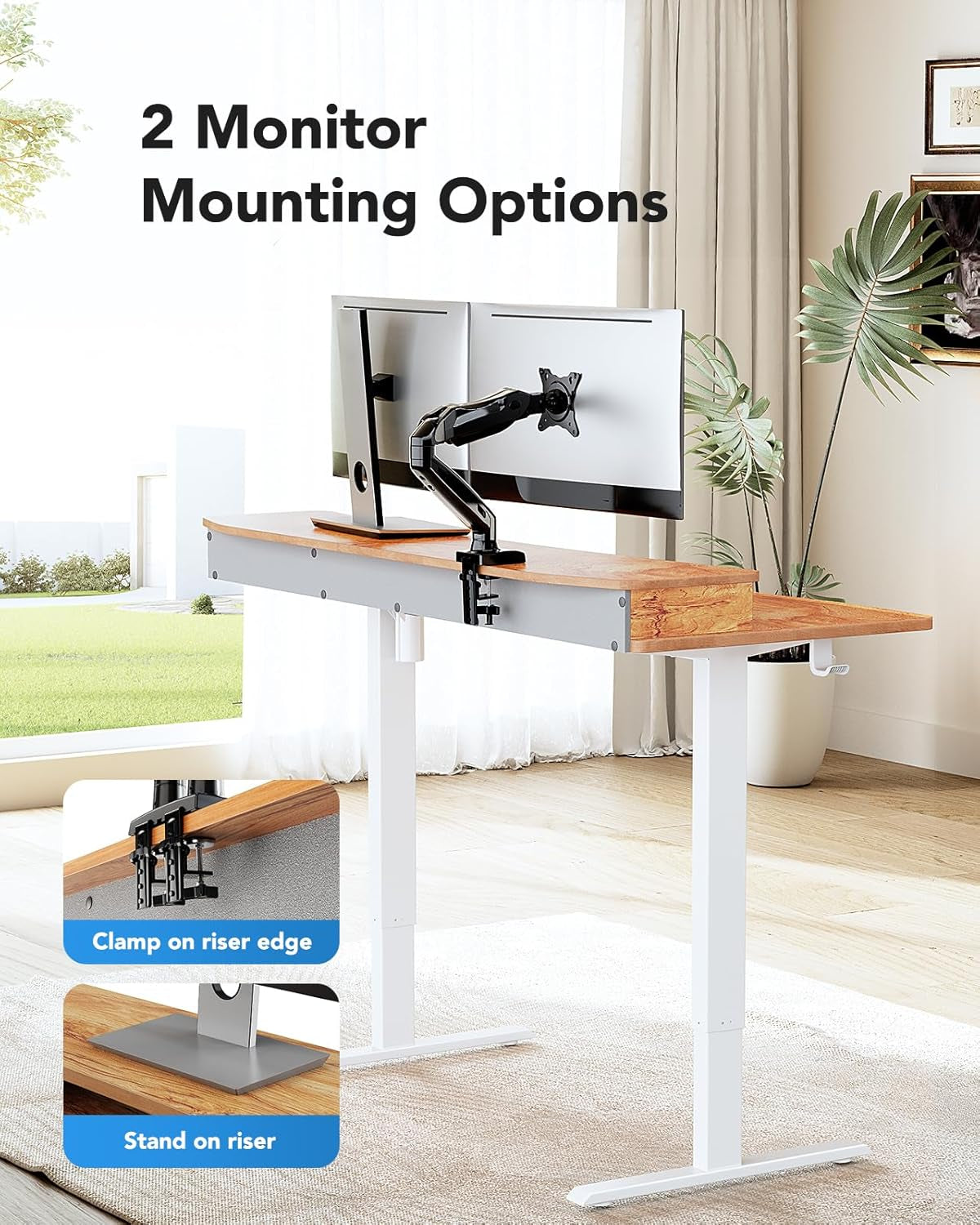 48″ X 24″ Electric Standing Desk with 2 Drawers, C-Clamp Mount