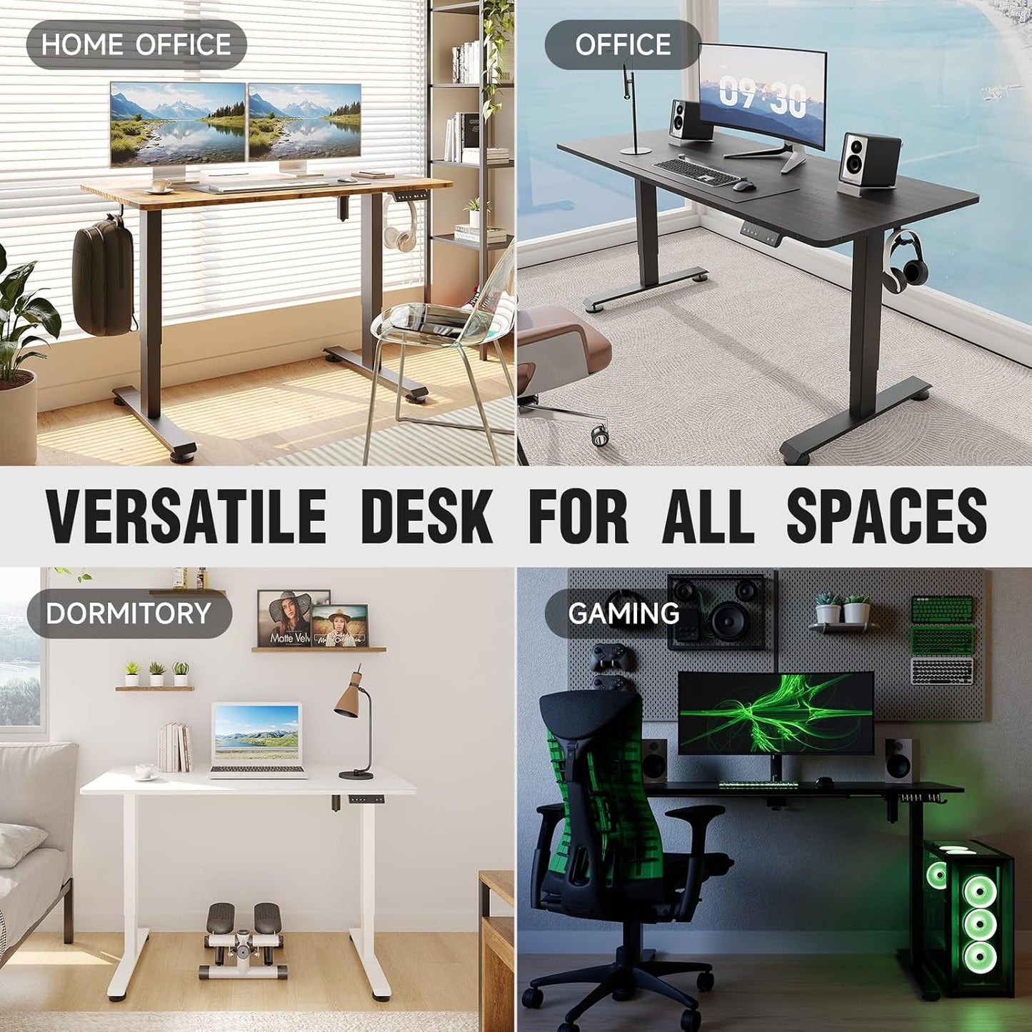 47.2” Height Adjustable Electric Standing Desk | Smooth Lift with Wood Finish