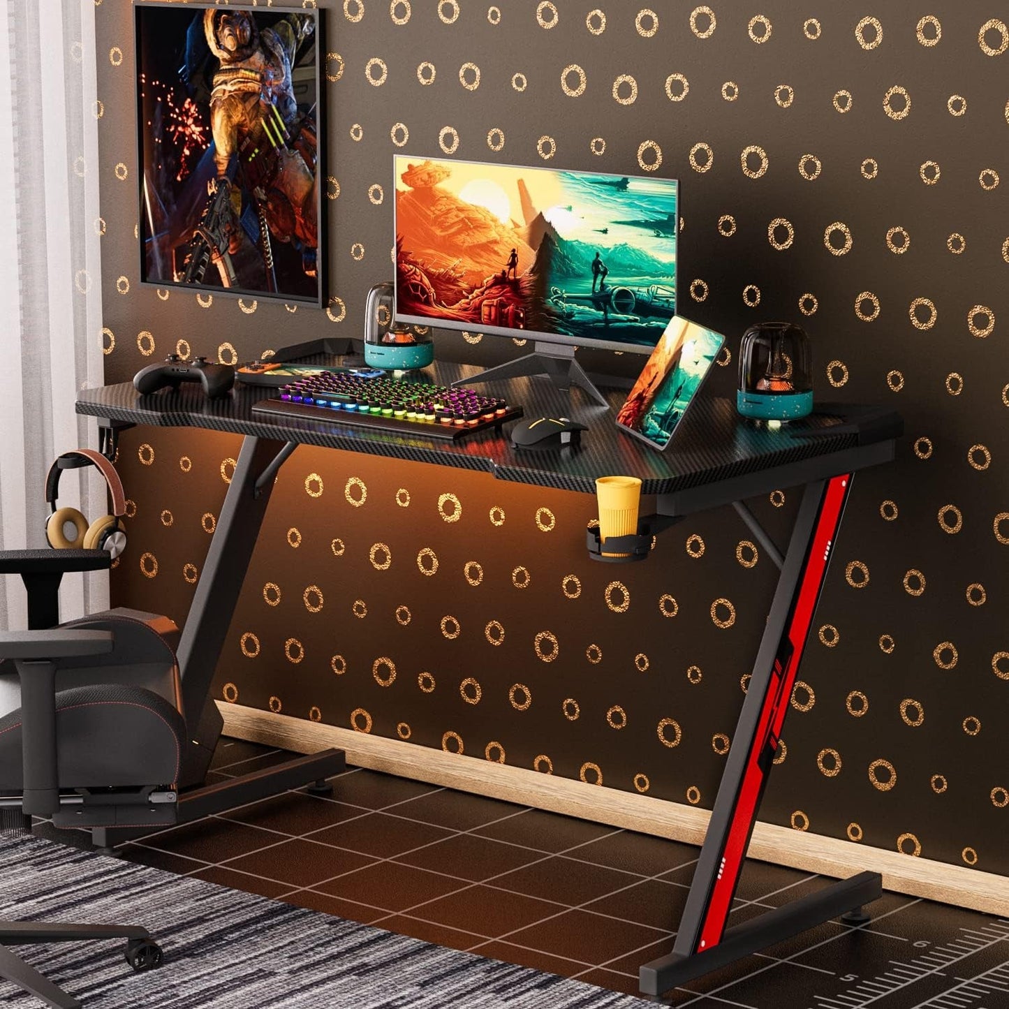 44 inch Carbon Fiber Surface Gaming Desk