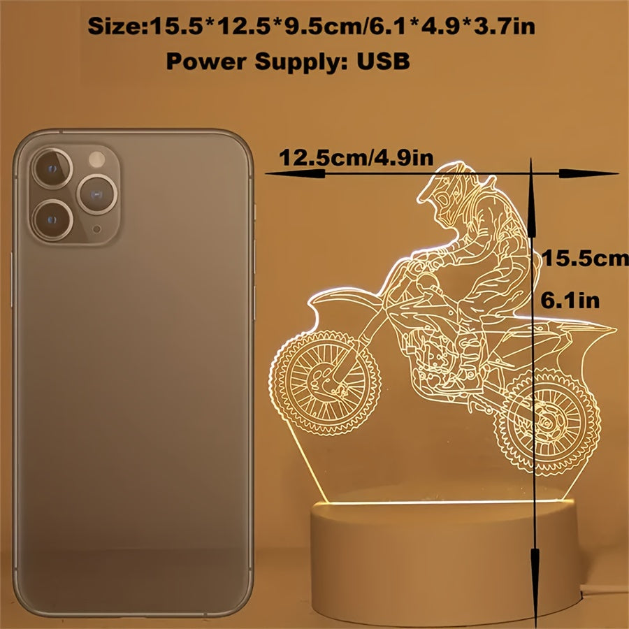 3D Motocross LED Night Light | USB-Powered Decor Lamp for Gamers, Creators & Vibe Crafters