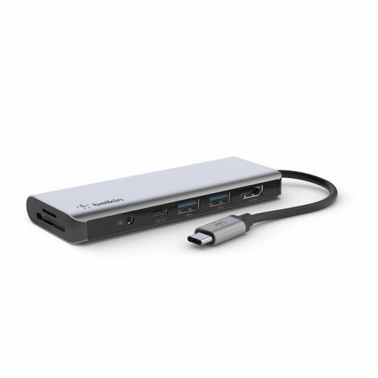 Belkin 7-Port USB-C Hub AVC009BTSGY – HDMI, USB-A/C, SD/MicroSD, Aux Jack | Sleek Grey