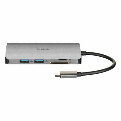 D-Link DUB-M810 8-in-1 USB-C Hub – Silver Aluminum Dock with HDMI, Ethernet, SD, and Thunderbolt 3