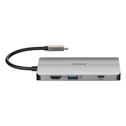 D-Link DUB-M810 8-in-1 USB-C Hub – Silver Aluminum Dock with HDMI, Ethernet, SD, and Thunderbolt 3