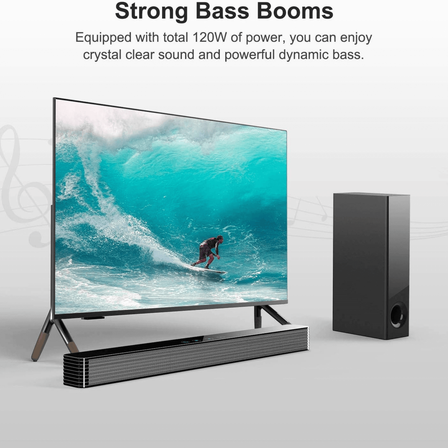 Black Mamba 25” Bluetooth Soundbar – 120W Home Theater System with Subwoofer — Norcent