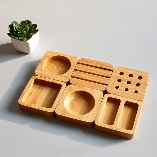 Bamboo Desktop Organizer – 6 Modular Blocks for Custom Desk Control
