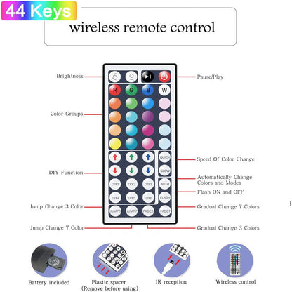 RGB LED Strip Lights – 20M with 44-Key Remote + Dynamic Effects