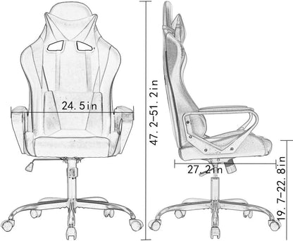 White & Black Ergonomic Gaming Chair – High-Back Recliner with Lumbar Support & Tilt Lock