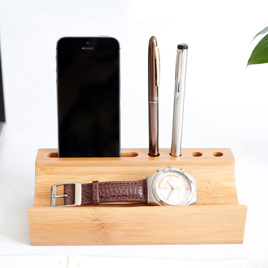 Bamboo Desktop Valet – Eco Organizer for Phones, Pens & More