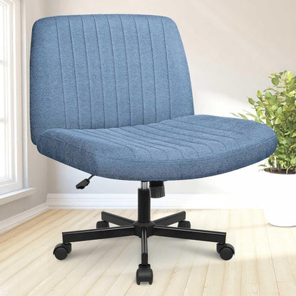 Armless Cross-Legged Office Chair with Wheels – Wide Seat, Tilt & Adjustable Height