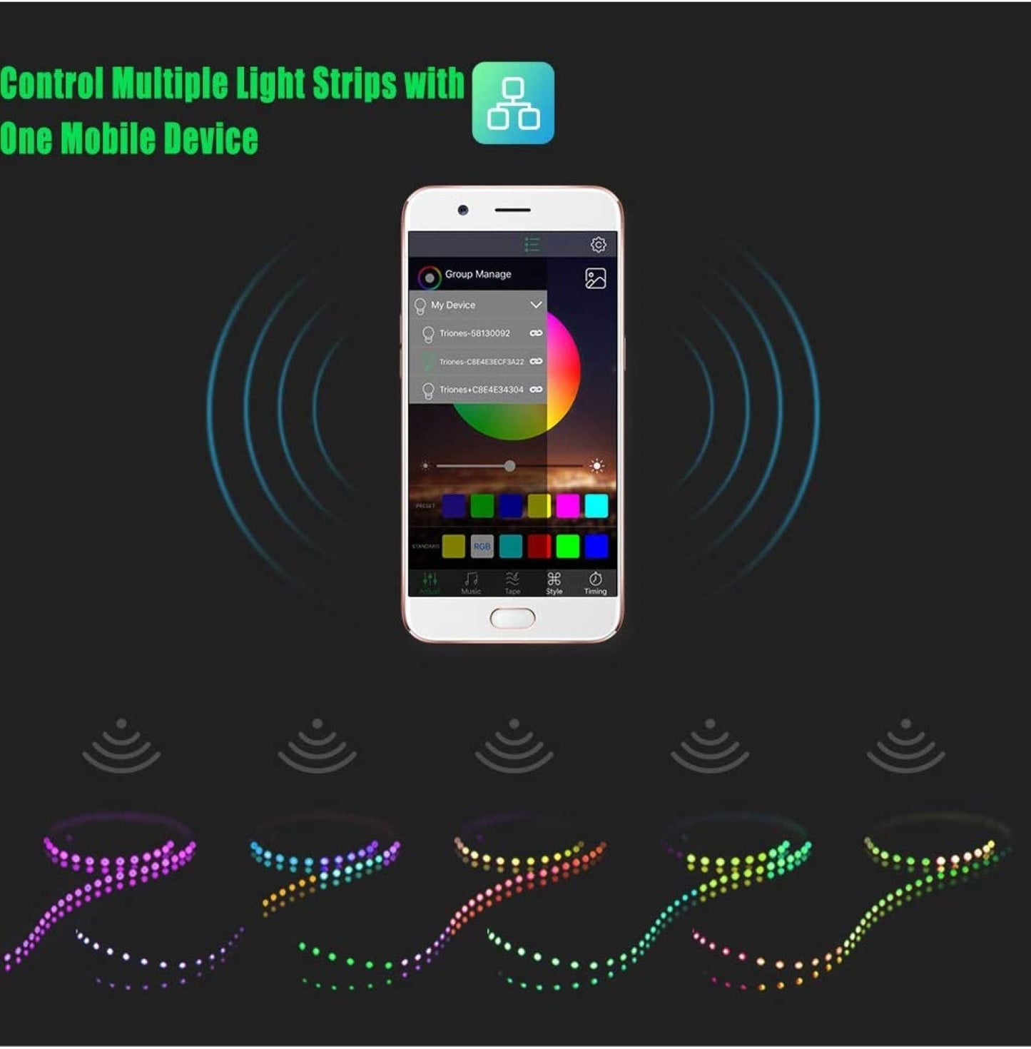 RGB TV LED Backlight Strip | USB Powered, Bluetooth App Control (24in–60in)