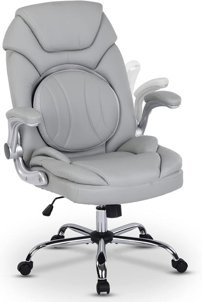 Ergonomic Executive Office Chair – PU Leather Seat with Lumbar Support & Flip-Up Arms