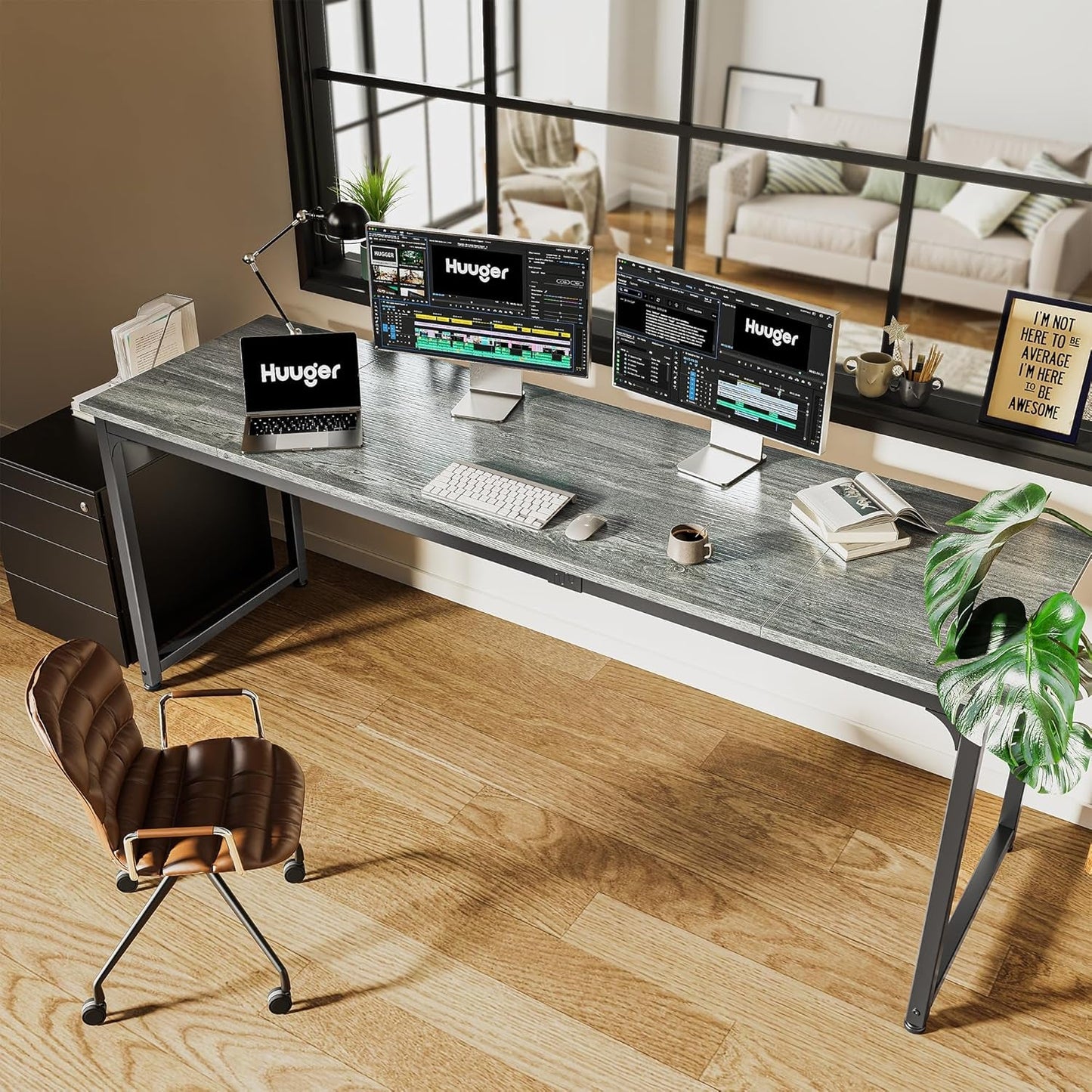 80-Inch Computer Desk with Built-In Storage – Oversized Gaming & Office Workstation