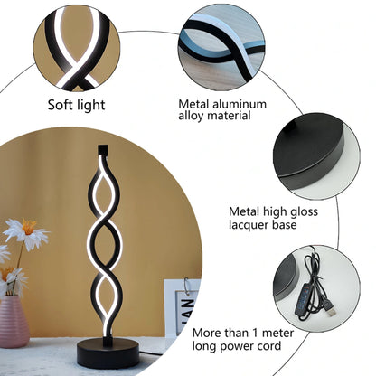 Spiral LED Desk Lamp – USB-Powered Accent Light for Mood & Ambience