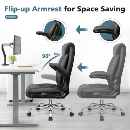Big & Tall Ergonomic High-Back Office Chair – PU Leather with Recline