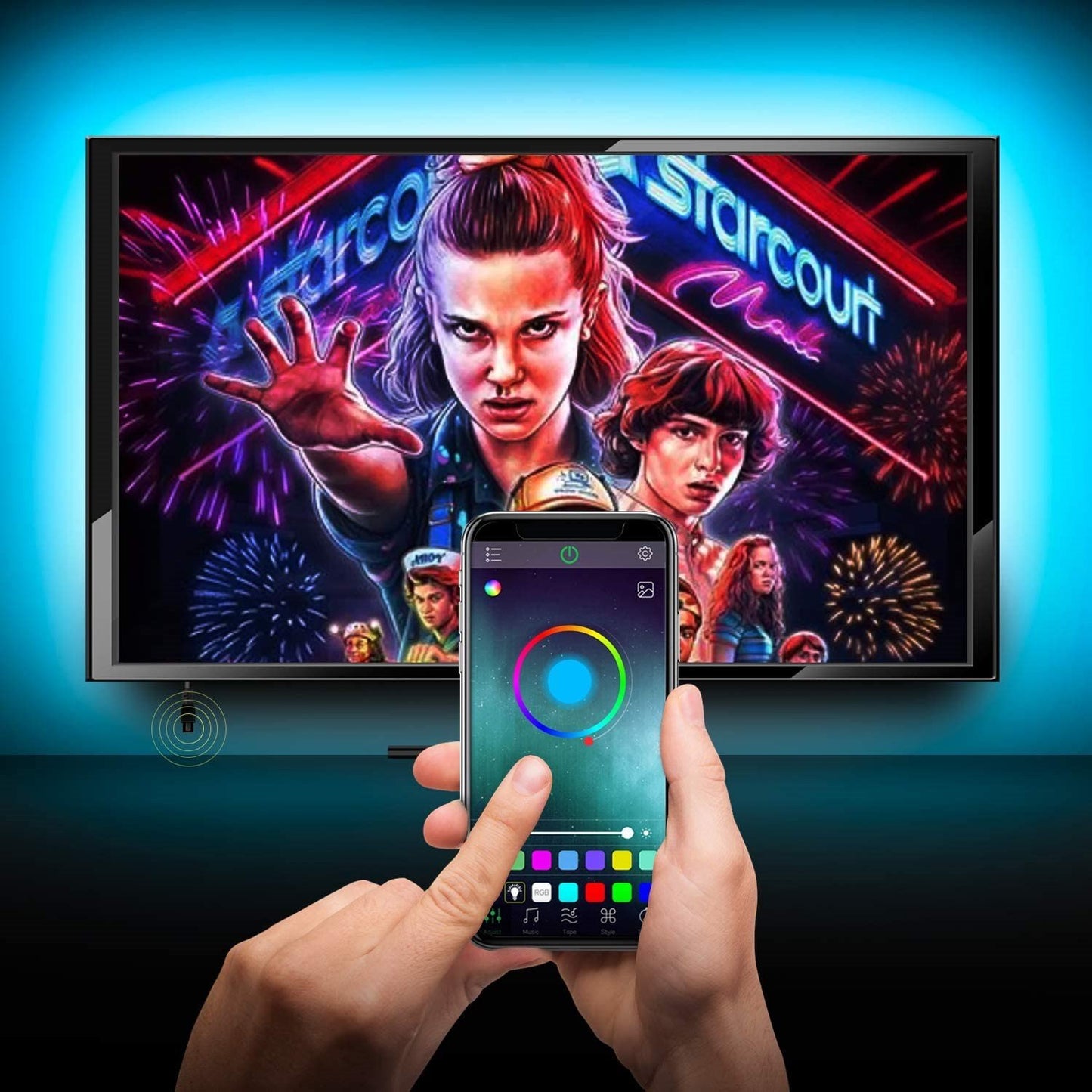 RGB TV LED Backlight Strip | USB Powered, Bluetooth App Control (24in–60in)