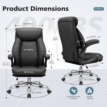 Big & Tall Ergonomic High-Back Office Chair – PU Leather with Recline