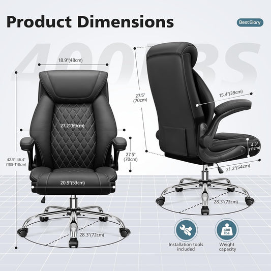 Big & Tall Ergonomic High-Back Office Chair – PU Leather with Recline