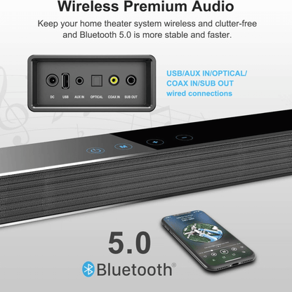 Black Mamba 25” Bluetooth Soundbar – 120W Home Theater System with Subwoofer — Norcent
