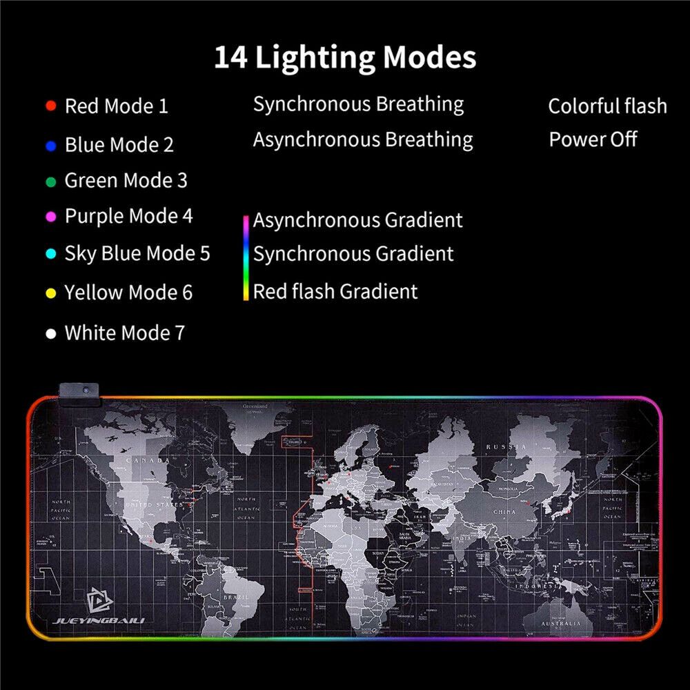 Dragon RGB Gaming Mouse Pad – World Map Edition