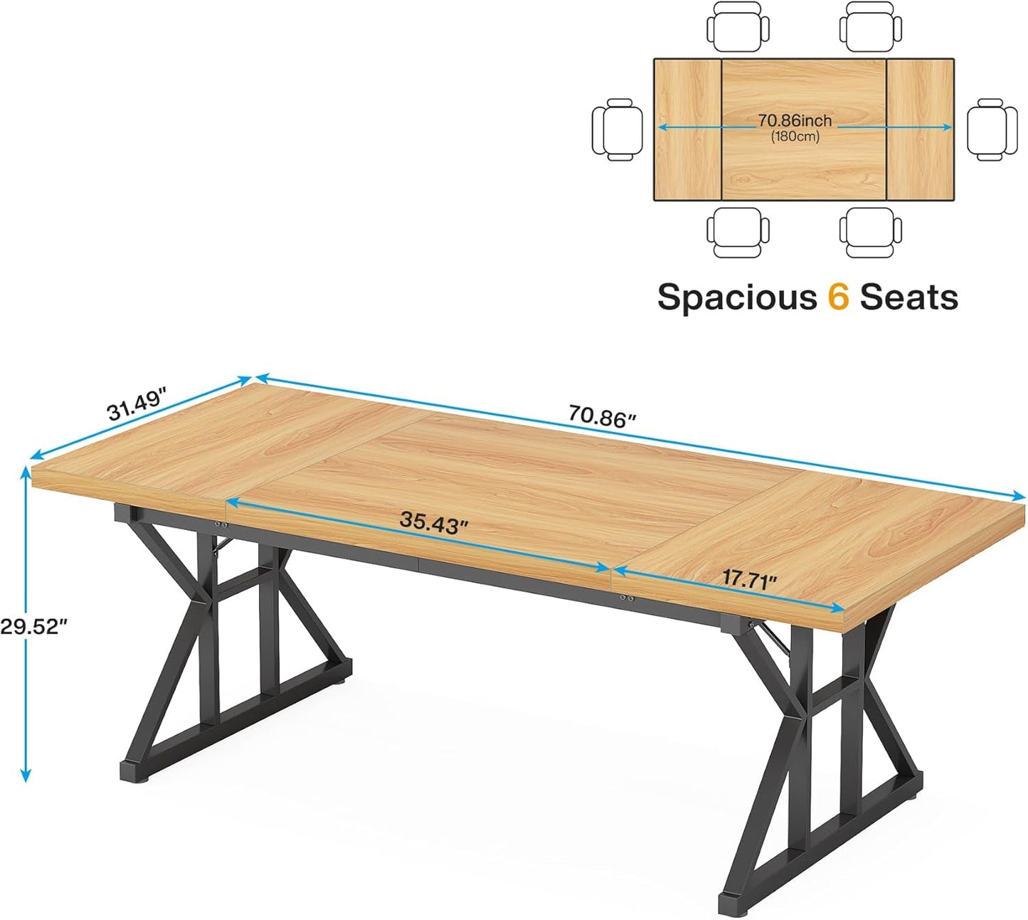 70.8-Inch Executive Desk, Large Computer Office Desk Workstation,