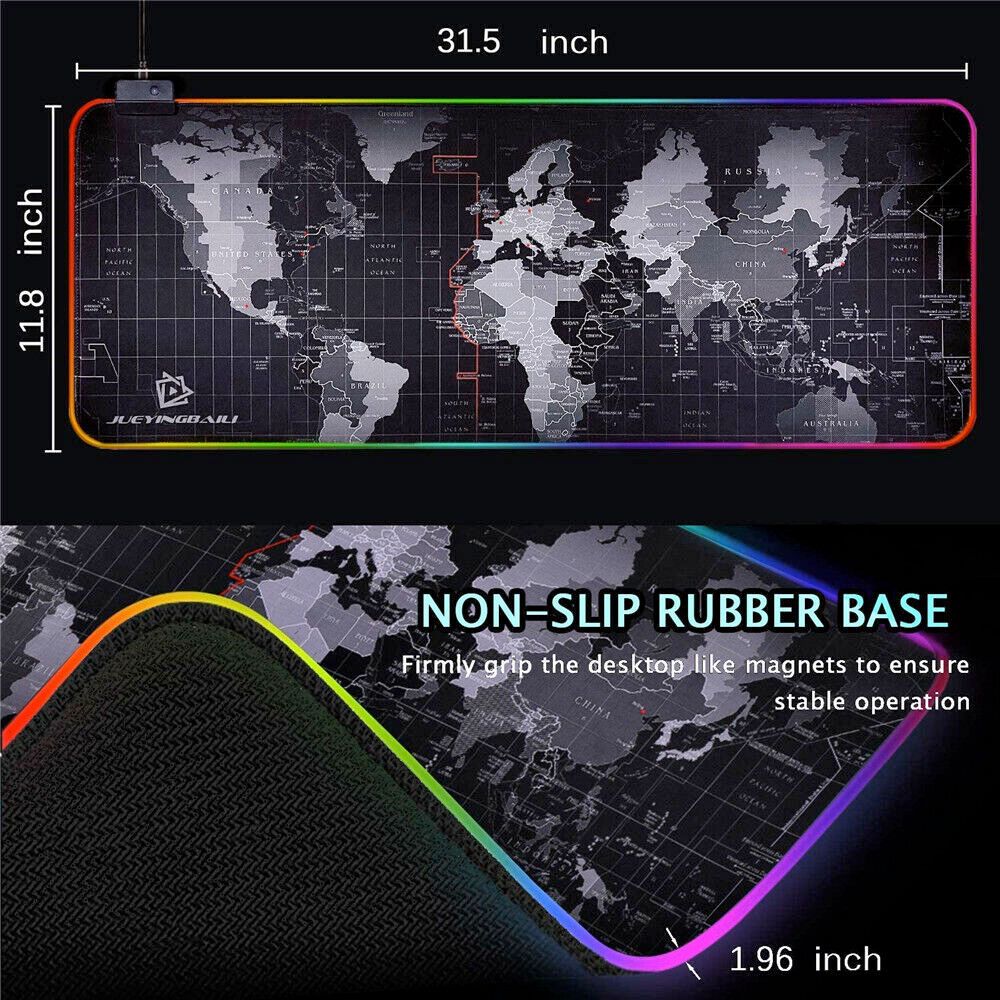 Dragon RGB Gaming Mouse Pad – World Map Edition