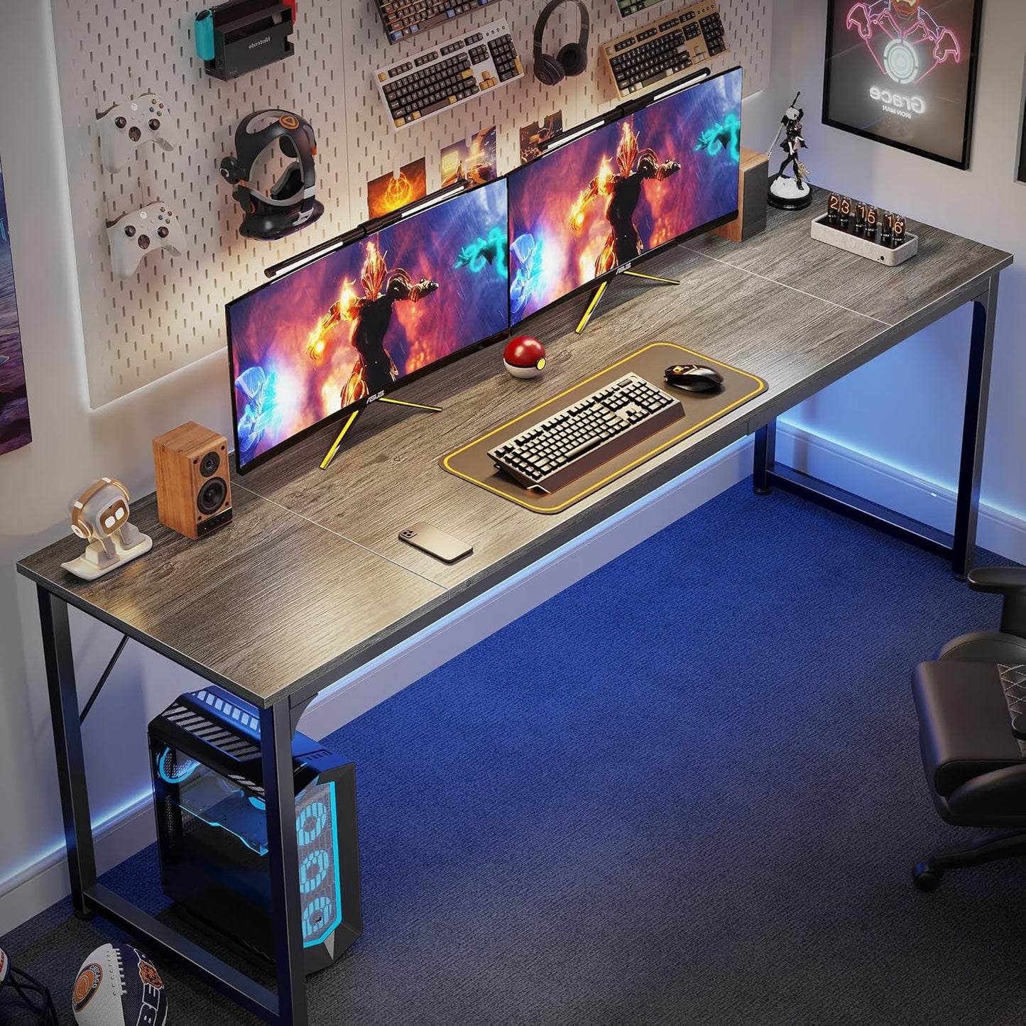 80-Inch Computer Desk with Built-In Storage – Oversized Gaming & Office Workstation