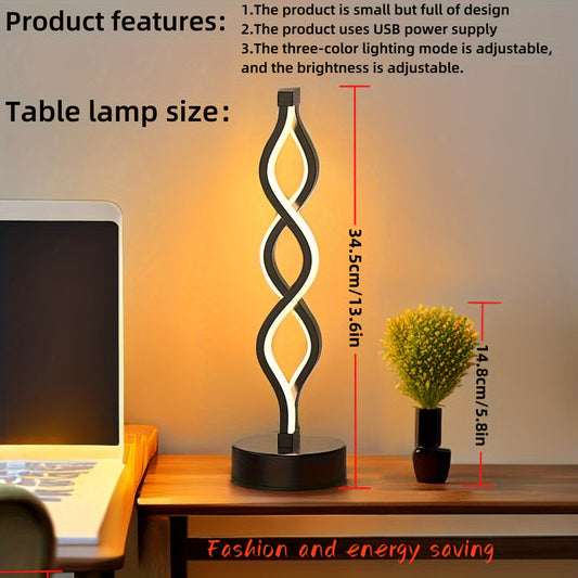 Spiral LED Desk Lamp – USB-Powered Accent Light for Mood & Ambience