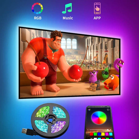 RGB TV LED Backlight Strip | USB Powered, Bluetooth App Control (24in–60in)
