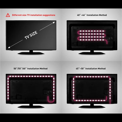 RGB TV LED Backlight Strip | USB Powered, Bluetooth App Control (24in–60in)