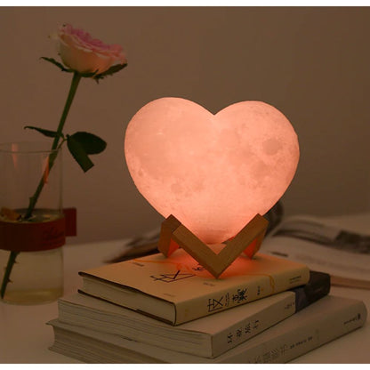 Heart-Shaped Moon Lamp | 16-Color LED Touch + Remote Control Gift Light