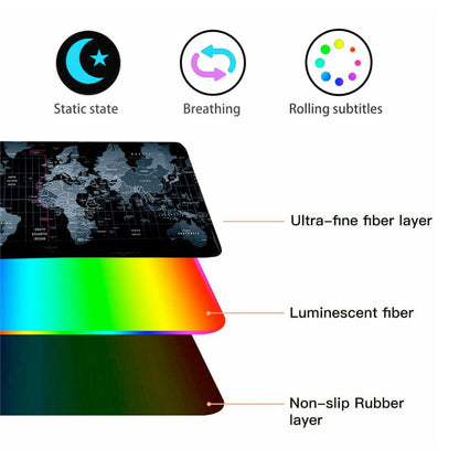 Dragon RGB Gaming Mouse Pad – World Map Edition