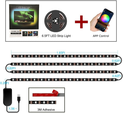 RGB TV LED Backlight Strip | USB Powered, Bluetooth App Control (24in–60in)