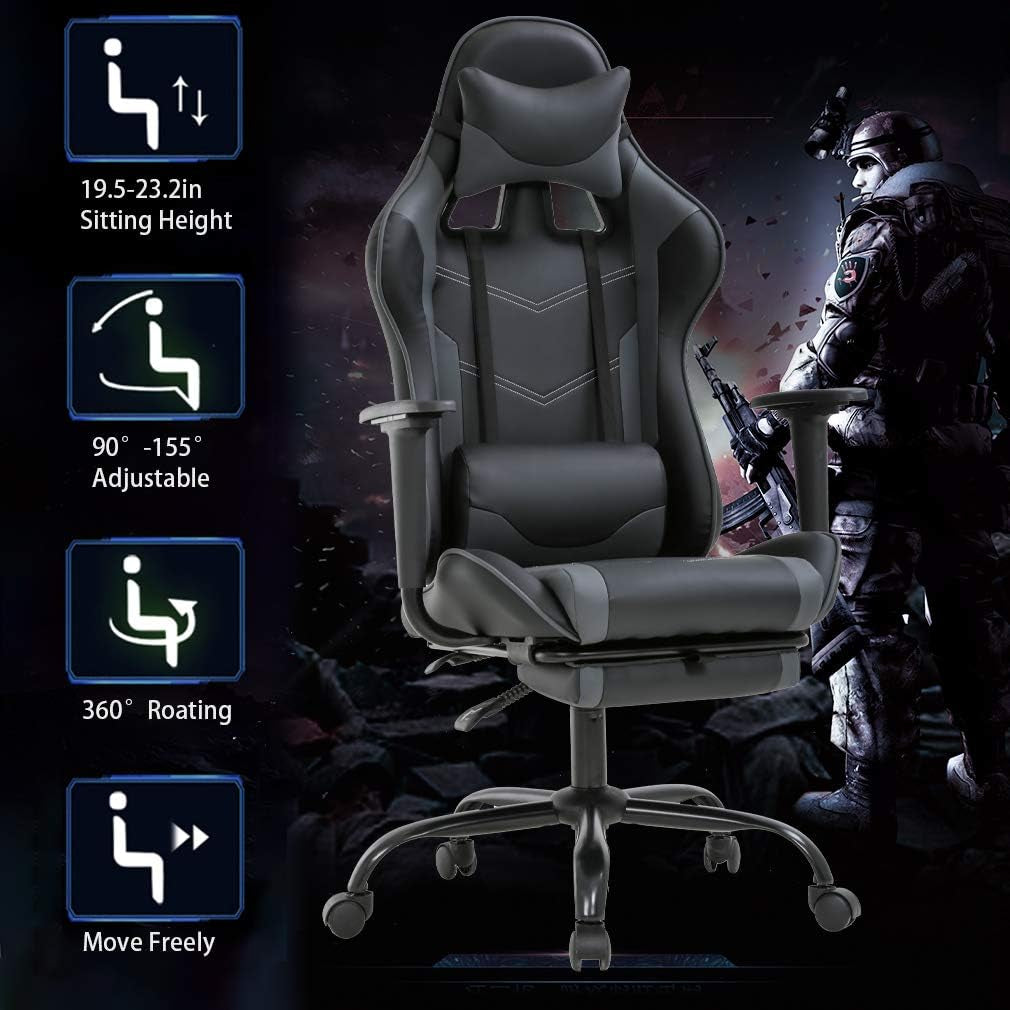 Ergonomic Gaming Chair – High-Back Comfort with Adjustable Lumbar & Recline Support