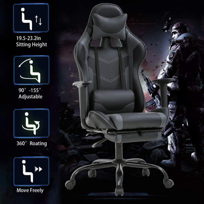 Ergonomic Gaming Chair – High-Back Comfort with Adjustable Lumbar & Recline Support