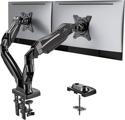 HUANUO Dual Monitor Desk Mount – Adjustable Gas Spring Arm for 13”-32” Screens