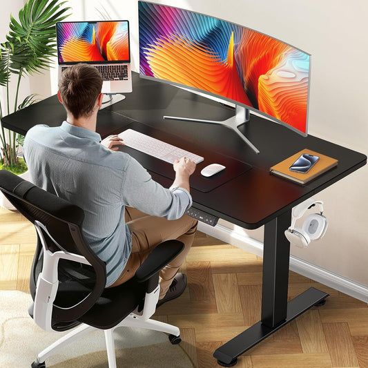 47.2” Height Adjustable Electric Standing Desk | Smooth Lift with Wood Finish