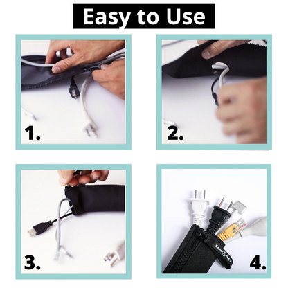 Zippered Cable Sleeve Organizer – Flexible Wrap for Clean Desk & Tech Setups (47in)
