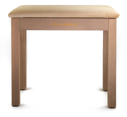 Scandinavian Wood & Velour Desk Bench – Storage Seating in Beige