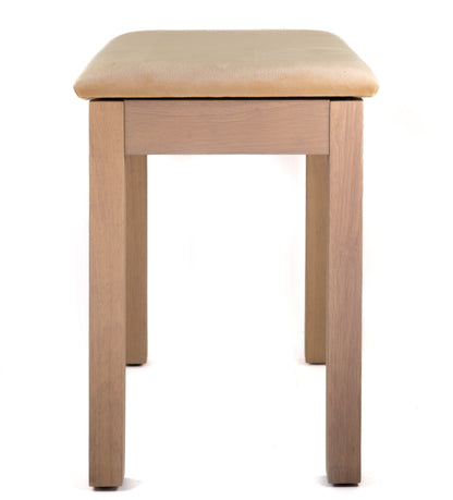 Scandinavian Wood & Velour Desk Bench – Storage Seating in Beige